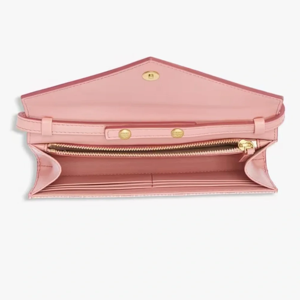 MCM Lauretos Monogram Himmel Crossbody Clutch Wallet Silver Pink Full Inc NWT - Picture 2 of 5